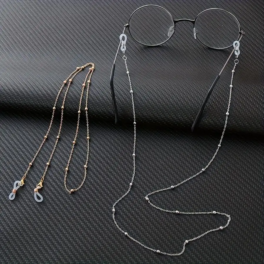 1/5/10/20/50/100pcs Stylish and Simple Metal Glasses Chain with Beads - Anti-slip, Fashionable Glasses and Reading Glasses Lanya
