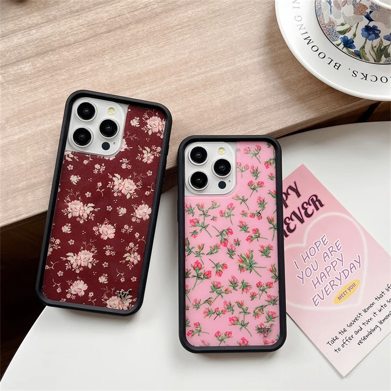 Wildflower wf Wild Flowers Rose Phone Case for iPhone 15 14 13 12 16 Pro Max Plus 16pro 3D WF Metal Confident girl Cover Funda