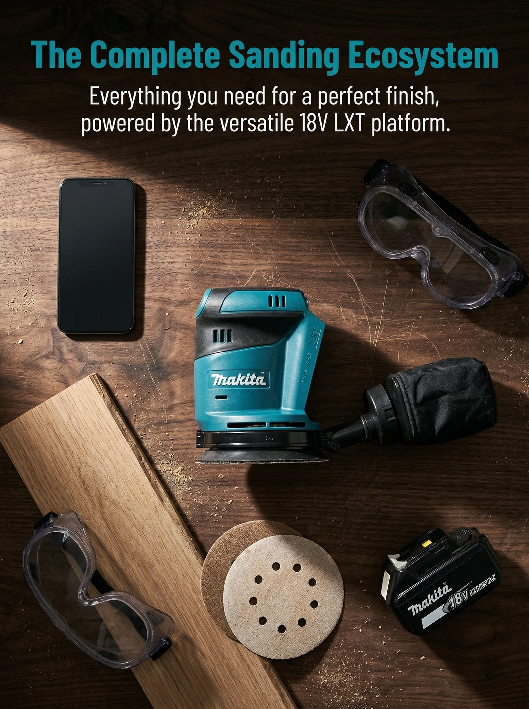 Makita DBO180Z 18V Brushless Random Orbital Sander Multi Speed Li Ion Polisher Bare Tool For DIY And Professional Wood Sanding view 2