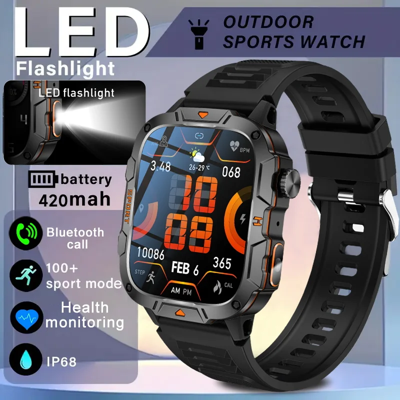 

2025 New For HUAWEI GPS Trajectory Smart Watch Men 5ATM Waterproof Outdoor Sports Fitness Tracker Tactical flashlight Smartwatch