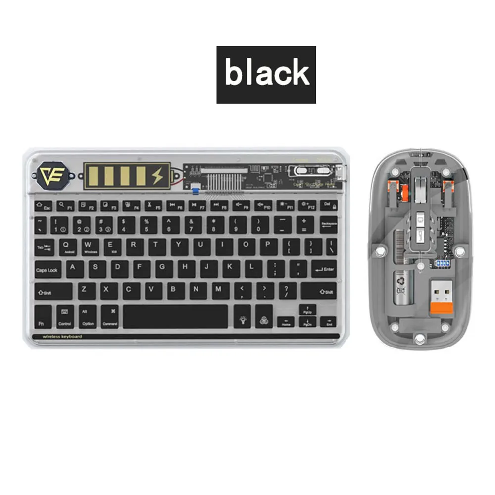 Wireless Keyboard & Mice Combo Rechargeable Transparent Shell Mouse Bluetooth Keyboard Kits For Laptop Tablet PC Office Mouse
