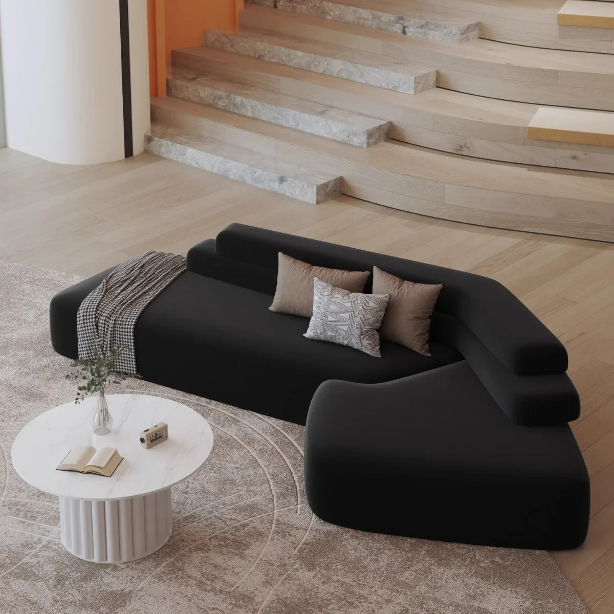 Canapé italien, bureau design de forme spéciale, chez l'habitant