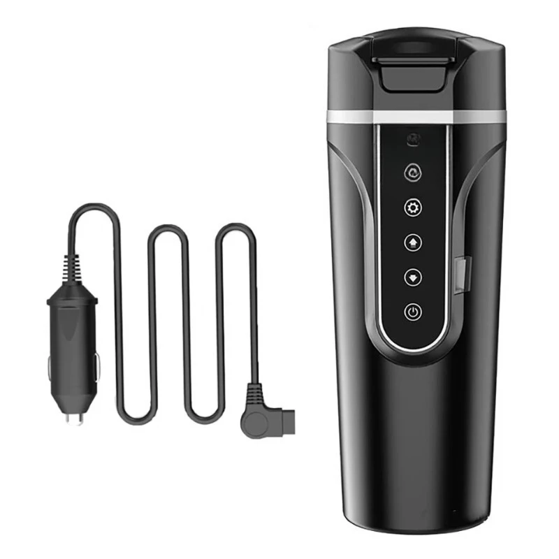 Car Heating Cup Smart Touch LCD Display Stainless Steel Electric Kettle Portable 12v/24v Thermos Bottle