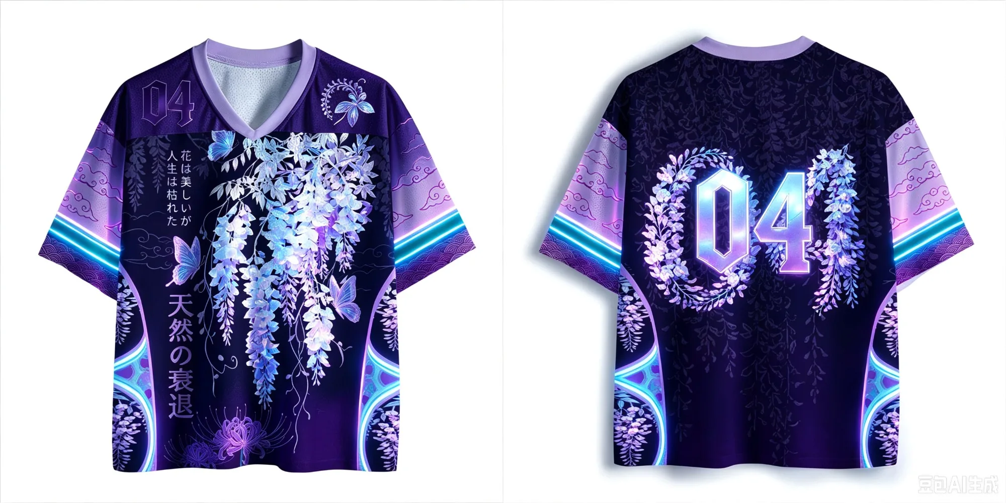 2026 Summer Fashion New Japanese Style Fun Cherry Blossom Design 3D Quick Drying Hip-hop Outdoor Sports Street Vneck LooseTshirt