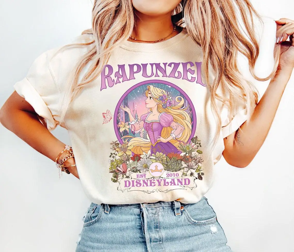ديزني متشابكة الأزهار تي شيرت ريترو ، ديزني رابونزيل تي شيرت ، ديزني بارك الأميرة فتاة جولة تي شيرت ، ديزني أفضل صديق تي شيرت #2