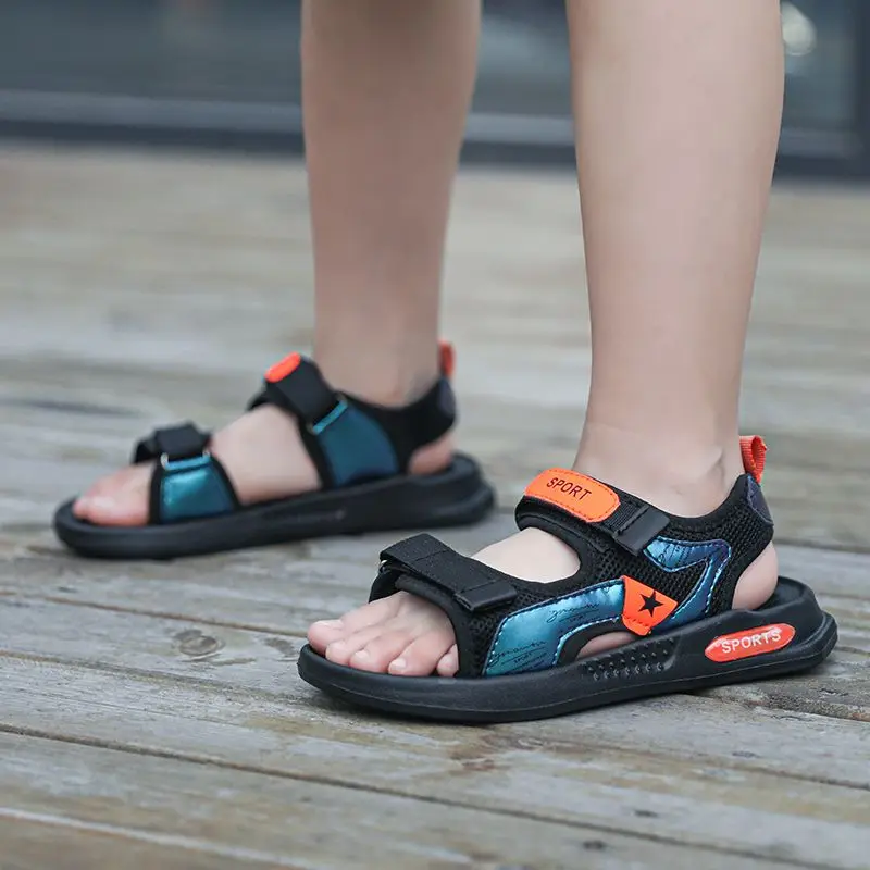 

Летние сандалии для мальчиков: нескользящие, дышащие пляжные туфли для детей, легкие, сетчатые, с нескользящей подошвой, прочные, для активного отдыха