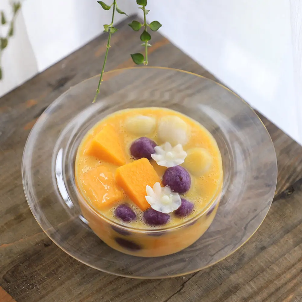 

1Pcs Sweet Dessert Bowl Transparent Glass Fruit Serving Bowl for Yogurt Salad Snack Household Kitchen Storage Use