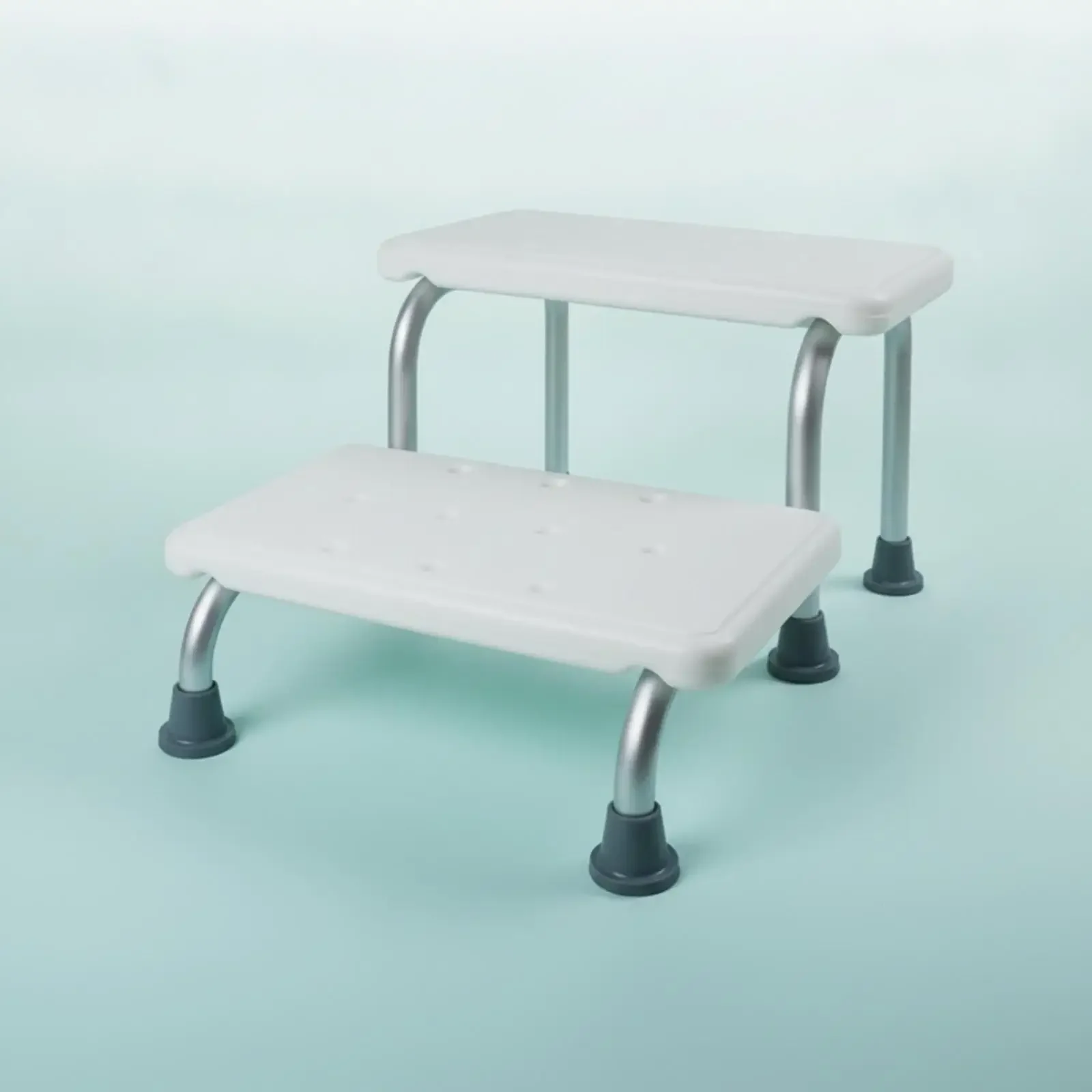 Two Tier Step Stool Aluminum Alloy HDPE Sturdy Bath Step Anti Slip Shower Aid for Elderly and Disabled Home