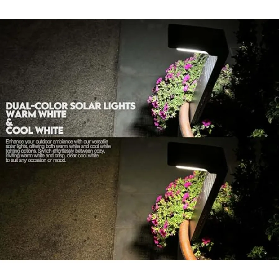 6 Pack Solar Pathway Lights, Dual Warm and Cool White Modes, Waterproof Outdoor Solar Path Lights for Garden, Lawn, Driveway an
