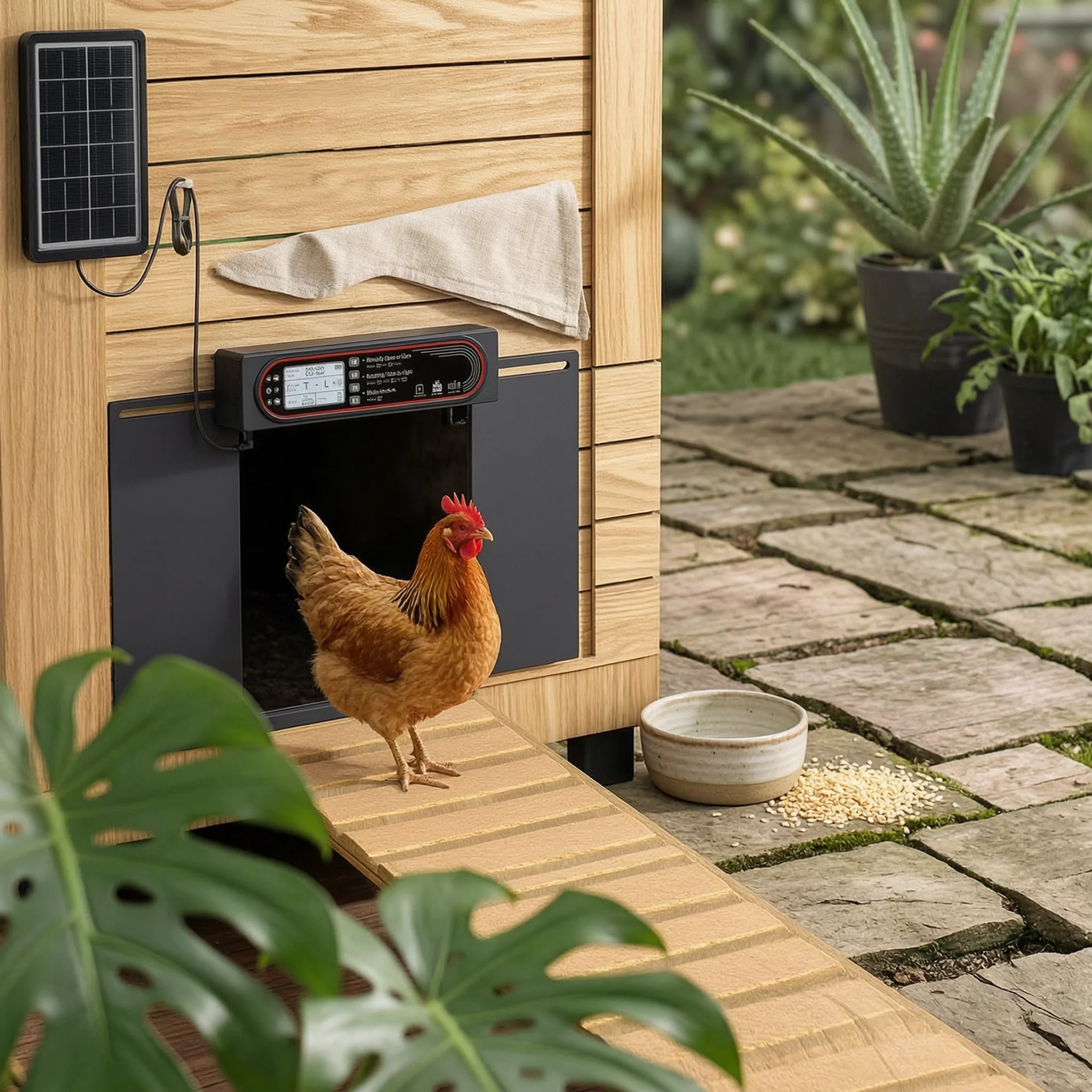 

Solar Automatic Coop Door ABS Solar Chicken Door Farm Accessory Black Handheld Controller Control