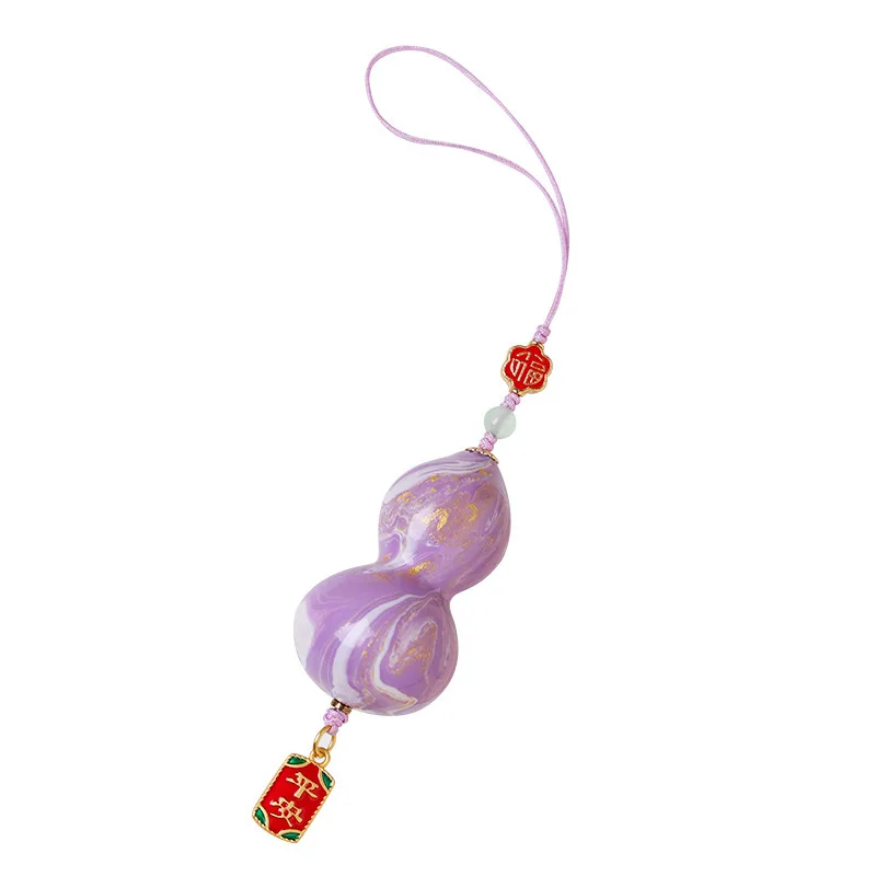 Handcrafted Lacquer Gourd Pendant Handwoven Cord Phone Charm Car Hanging Keychain Bag Decor Stress Relief Fidget Toy Gifts