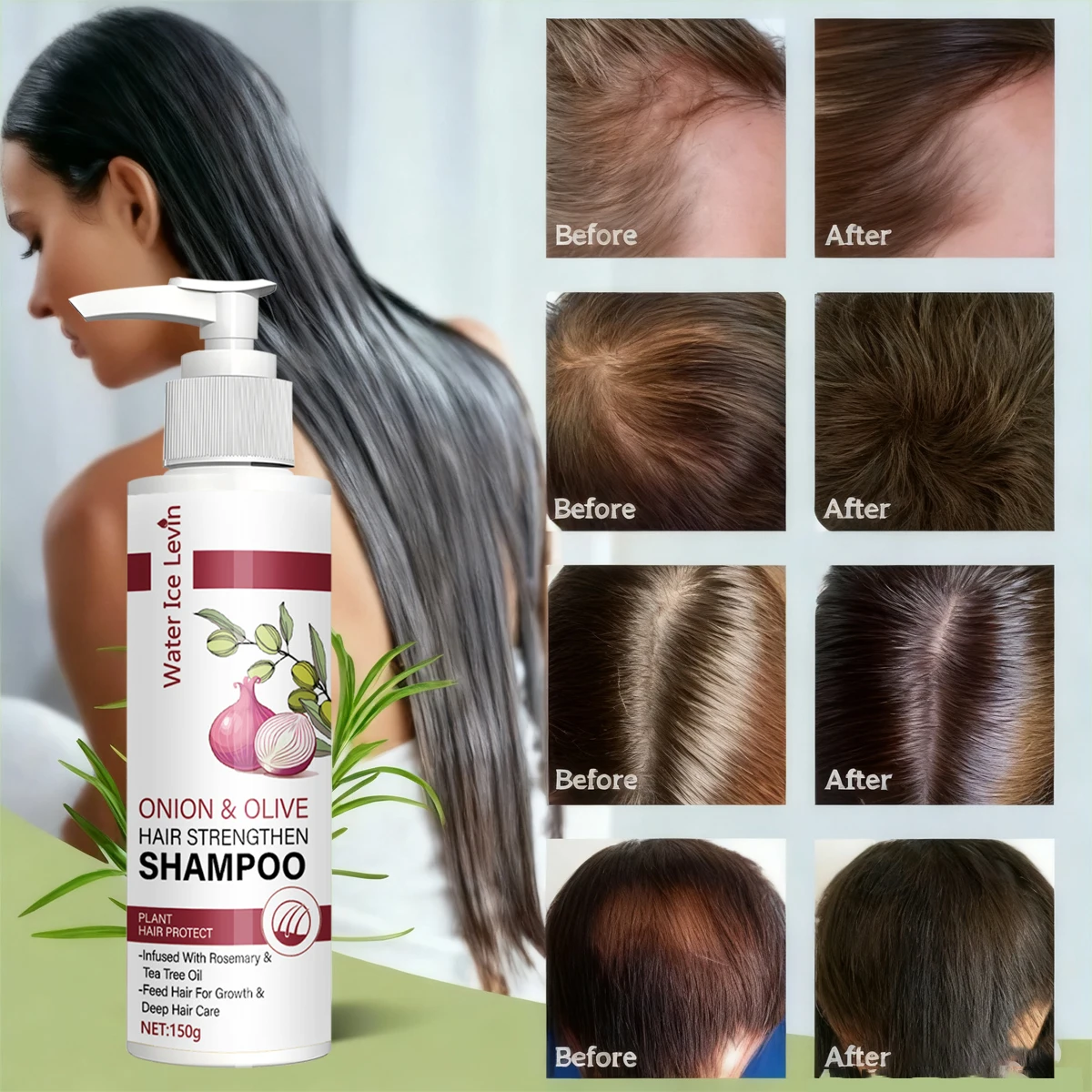 شامبو تقوية شعر البصل والزيتون مع زيت البيوتين وإكليل الجبل للنمو والرطوبة والعناية بفروة الرأس - للشعر الجاف التالف #5