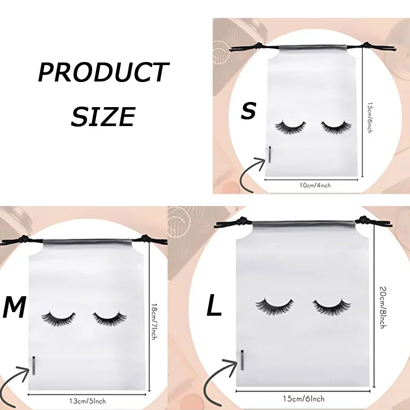 20pcs Eyelash Aftercare Storage Bags With Drawstring Waterproof EVA Plastic Travel Packing Bags Portable Cosmetic Makeup Pouch