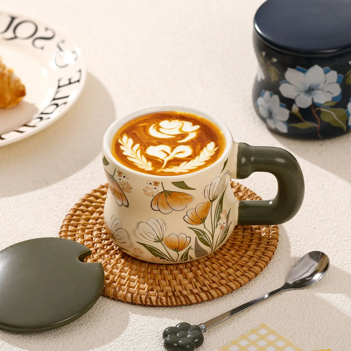 

High Beauty Iris Vintage Home Office Large Capacity Coffee Cup Mug Ceramic Cup