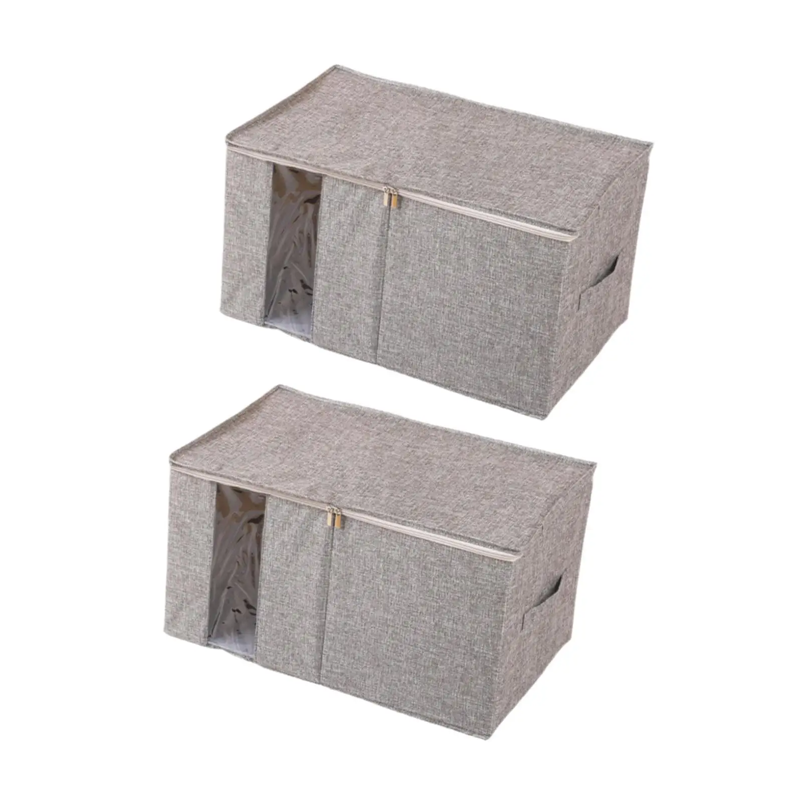 Large Capacity Fabric Clothes Storage Bag Organizer with Zippered Window Space Saver for Blanket Bedroom Storage