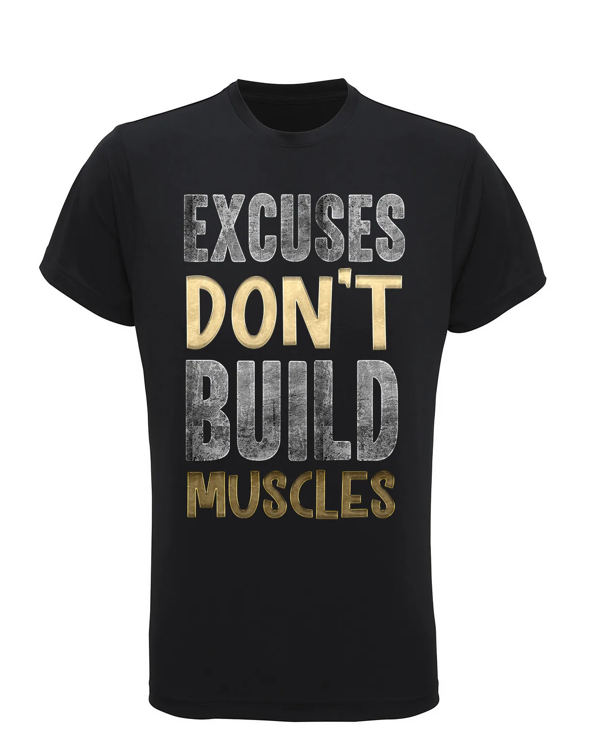 Mens Recycled Performance T-Shirt Excuses Dont build Muscles Gym Fitn Trii