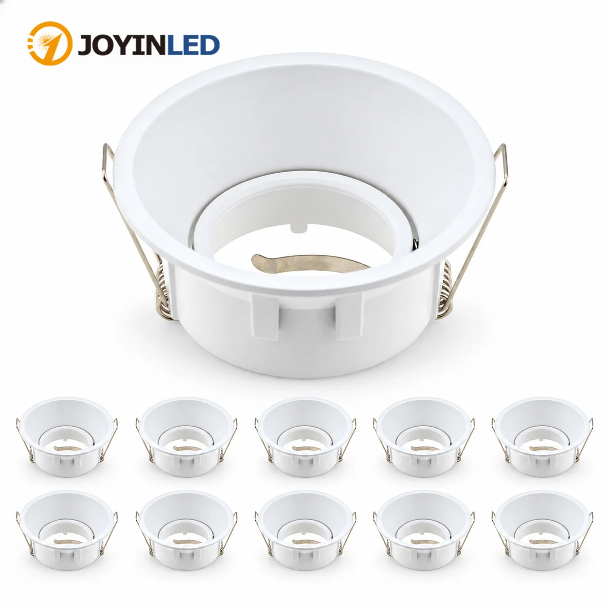 JOYINLED Adjustable Downlight Housing Round Square Recessed Frame 70mm Cutout for GU10 LED Spotlight Ceiling Light Fixture Trim