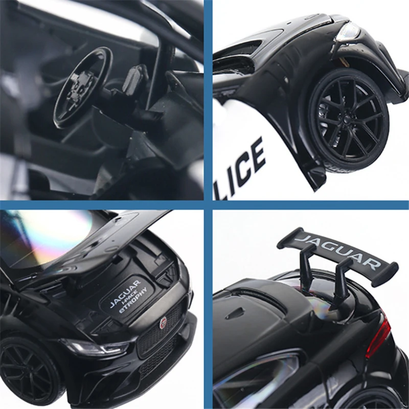 1:32 Jaguar I PACE Racing Police Alloy Car model Diecasts & Toy Metal Police Vehicles Car Model Simulation Sound Light Gift