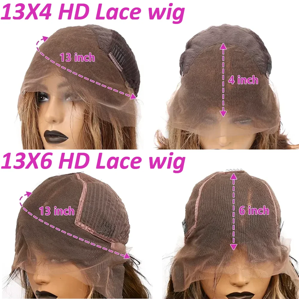 52 بوصة تسليط الضوء على الباروكات الأمامية الدانتيل شعر الإنسان P427 الجسم موجة 13x6 HD الدانتيل الباروكات الأمامية الشعر للنساء قبل قطعها 200 الكثافة