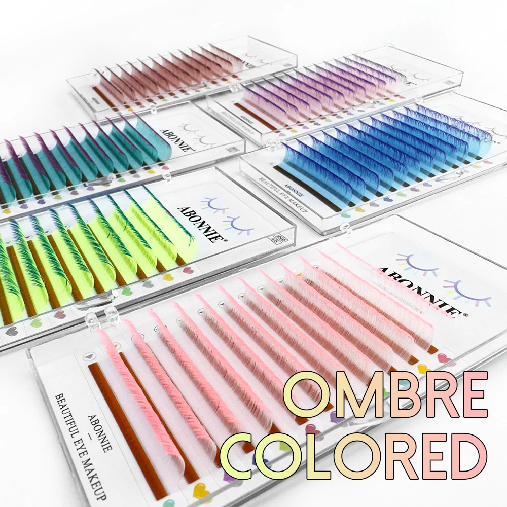 ABONNIE Black Ombre Colored Eyelashes Extensions Premium Colorful Bulk Classic Individual Eyelash Extensions