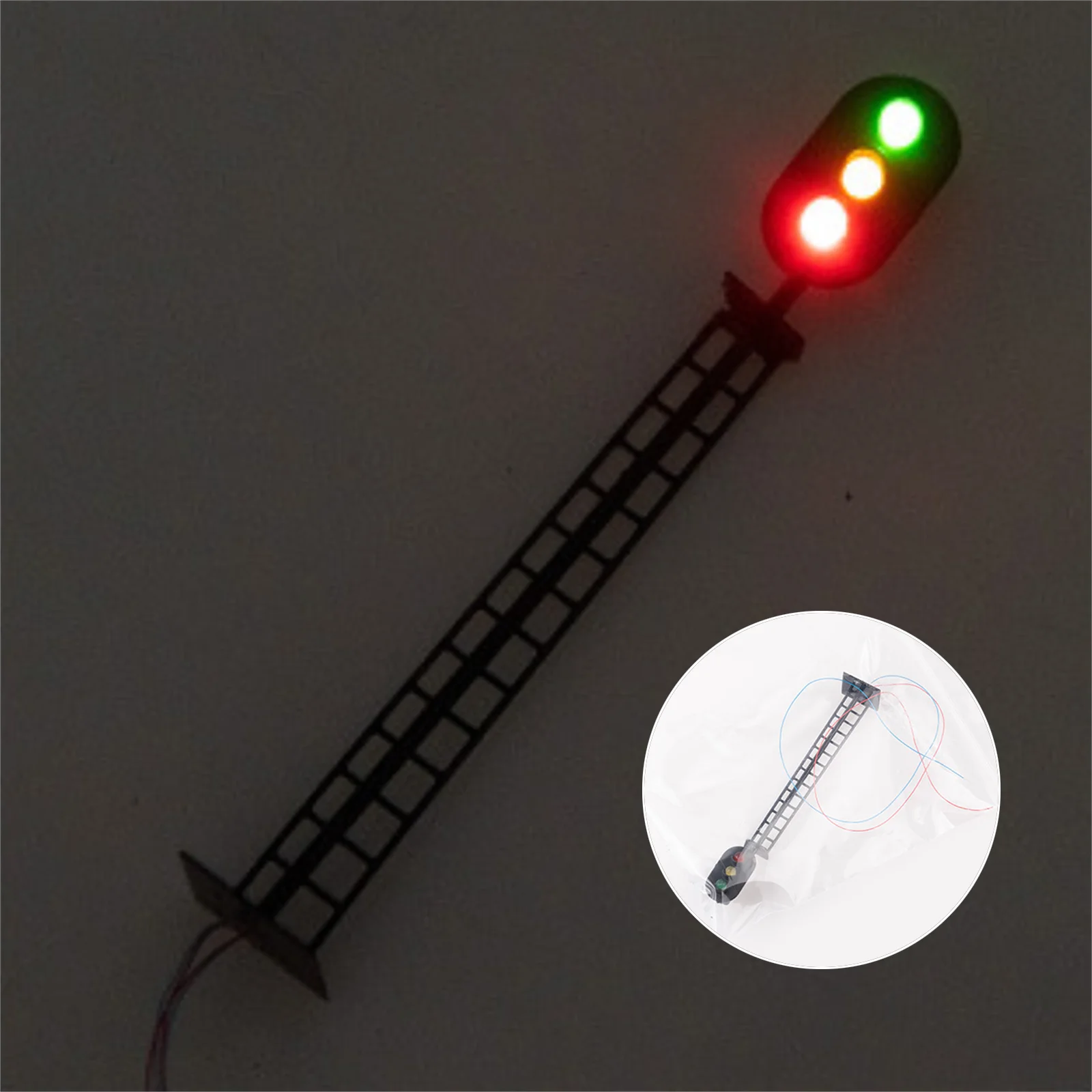 1Pc Model Railway Scale 1:87 3-Light Block Signals Green/Yellow/Red Traffic Signal Lights 3V/12V For Railway & Building Layout