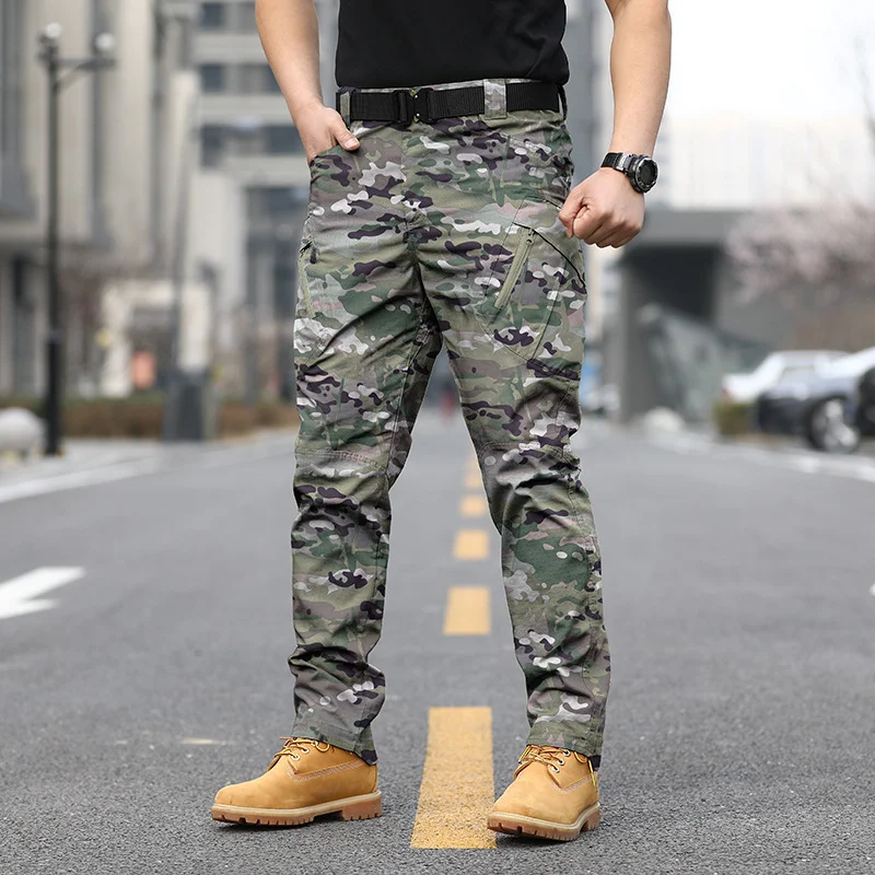 New Men's Tactical Pants Electrician Wear-Resistant Outdoor Military Fan Training Multi-Pocket Auto Repair Construction Site Ove