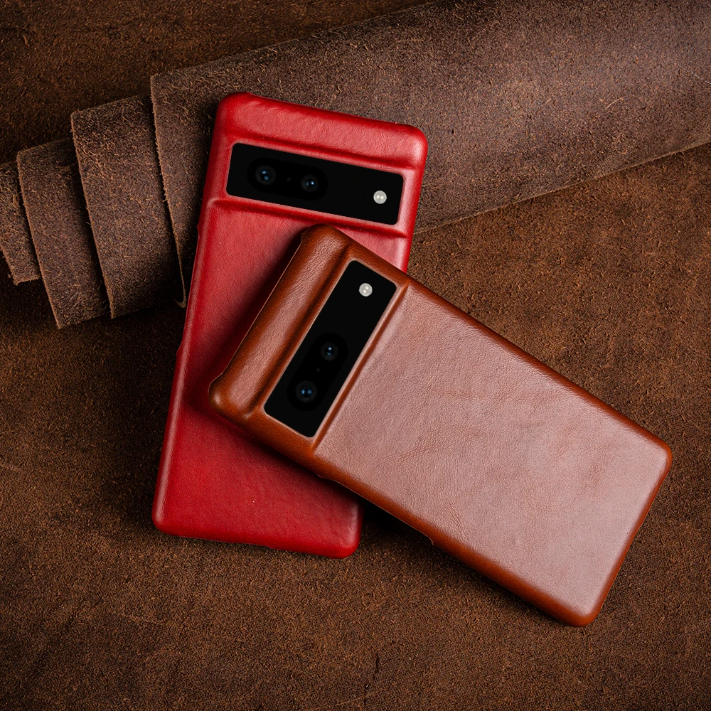 Oil Wax Genuine Leather Case For Google Pixel 7 Shell Series 10Pro 6A 6Pro Aesthetic Vintage Phone Cover Capa Back Coque Carcasa
