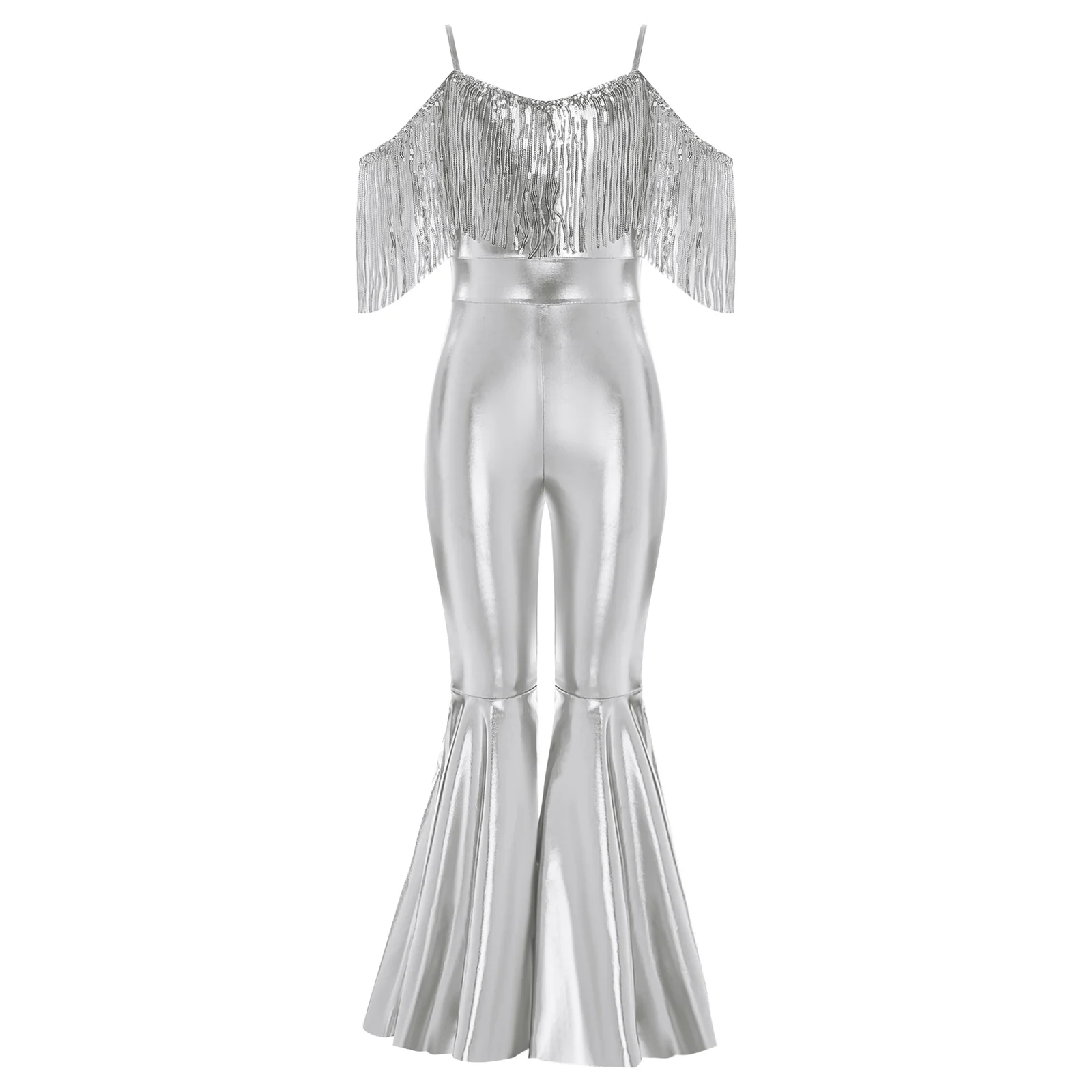 Brilhante crianças streetwear festival de música das crianças jazz dança traje meninas moda macacões roupas baile trajes palco dancewear