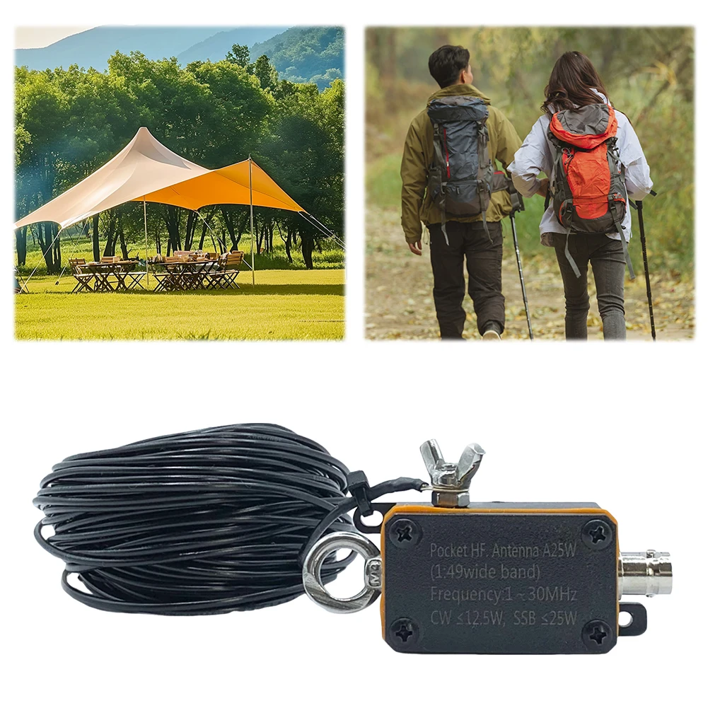 Pocket HF Antenna 1-30MHz Frequency Band Shortwave Antenna CW SSB End Fed Half Antenna End Fed Radio Antenna with Storage Bag