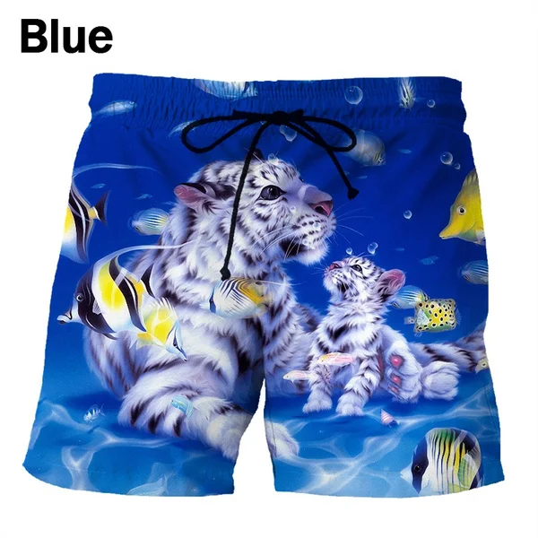 Pantalones cortos con estampado 3d de animales para hombre y mujer, Shorts deportivos informales con estampado de tigre