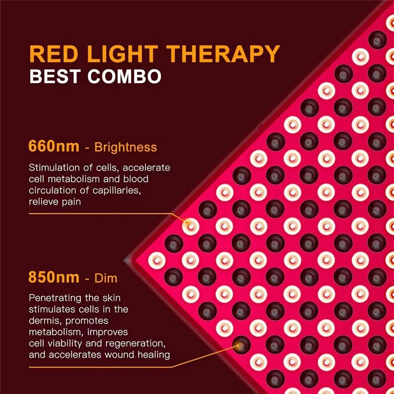 ABNM Red-Light-Therapy-อุปกรณ์ - 45W LED แผงลึก 660Nm และอินฟราเรดใกล้ 850Nm LED Light Combo สําหรับความงามผิว