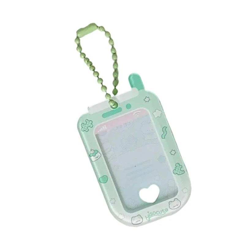1Inch Card Holder Pendants Acrylic Phone Kpop Photocard Protective Sleeve Card Case Student Campus Bag Charm