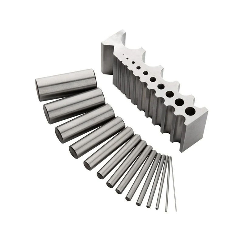 Durston Bending Block Set 14 Sizes Hardened Steel Rods & Polished Block for Jewelry Metal Forging Bending