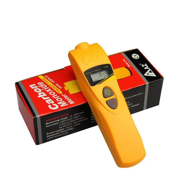 AZ7701 Pocket Type CO Detector High Accuracy Gas Analyzer Meter Carbon Monoxide Meter Analizador With CO Alarm LCD Display
