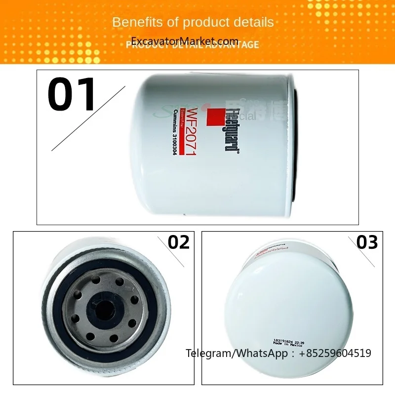 For FleetguardCooling Water Filter Wf2071 Is Suitable For Cummins Cummins Nt855/K19/Isx15/Ism11 Excavator Parts