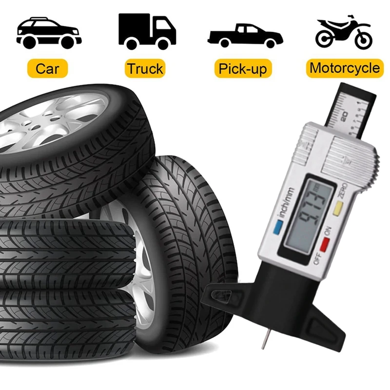 1 Stuk Digitale Band Dieptemeter Zilveren Draagbare Band Loopvlak Diepte Meter Band Loopvlak Checker Voor Auto 'S, Caravans, Vrachtwagens