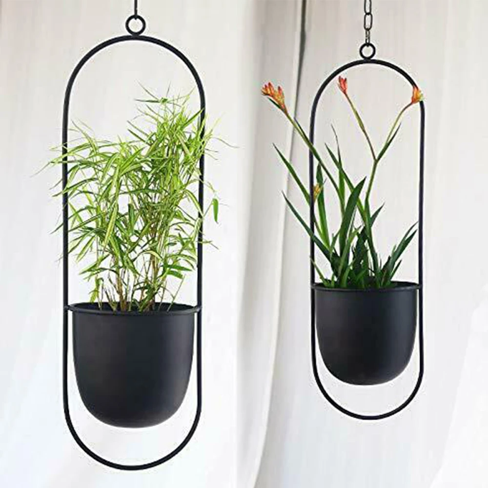 Nordic Metal Hanging Plant Pot Hanger Chain Flower Planter Garden Pot Home Balcony Decoration Hanging Basket Coachting Pots