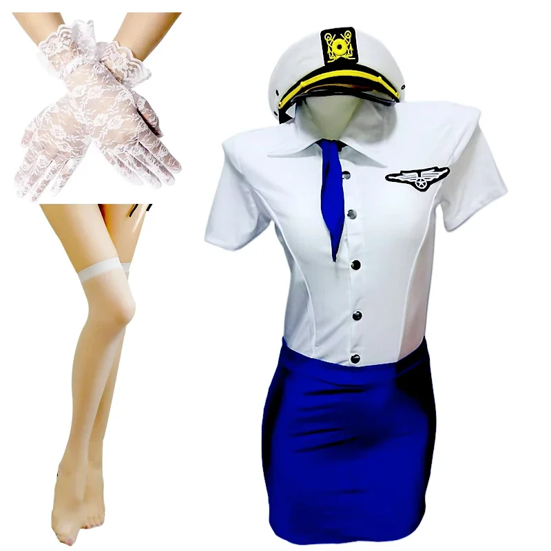 Cosplay Sex Stewardess Uniform Sex Uniform Erotic Costume sexy Secretary Uniform Smooth Stretch Dress Sexual Bondage role play