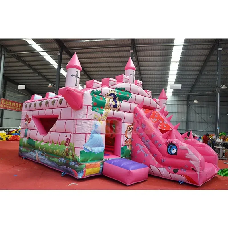 Girls pink Princess Them Castle Inflatable Jumper Castle With Slide Combo Inflatable Bounce House Bouncer for Kids Party