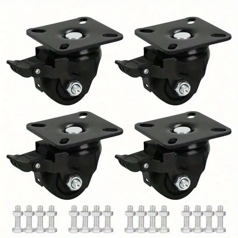 1PC 2 Inch Caster Wheels with Brake Heavy Duty Nylon Furniture Casters Upgraded High Load Capacity 2200lbs