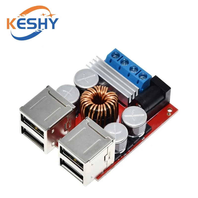 DC-DC Vehicle Charging Board, 8V-35V a 5V, 8A Fonte de Alimentação, Módulo de Despressurização, 4 Port USB Output, Carregador Móvel