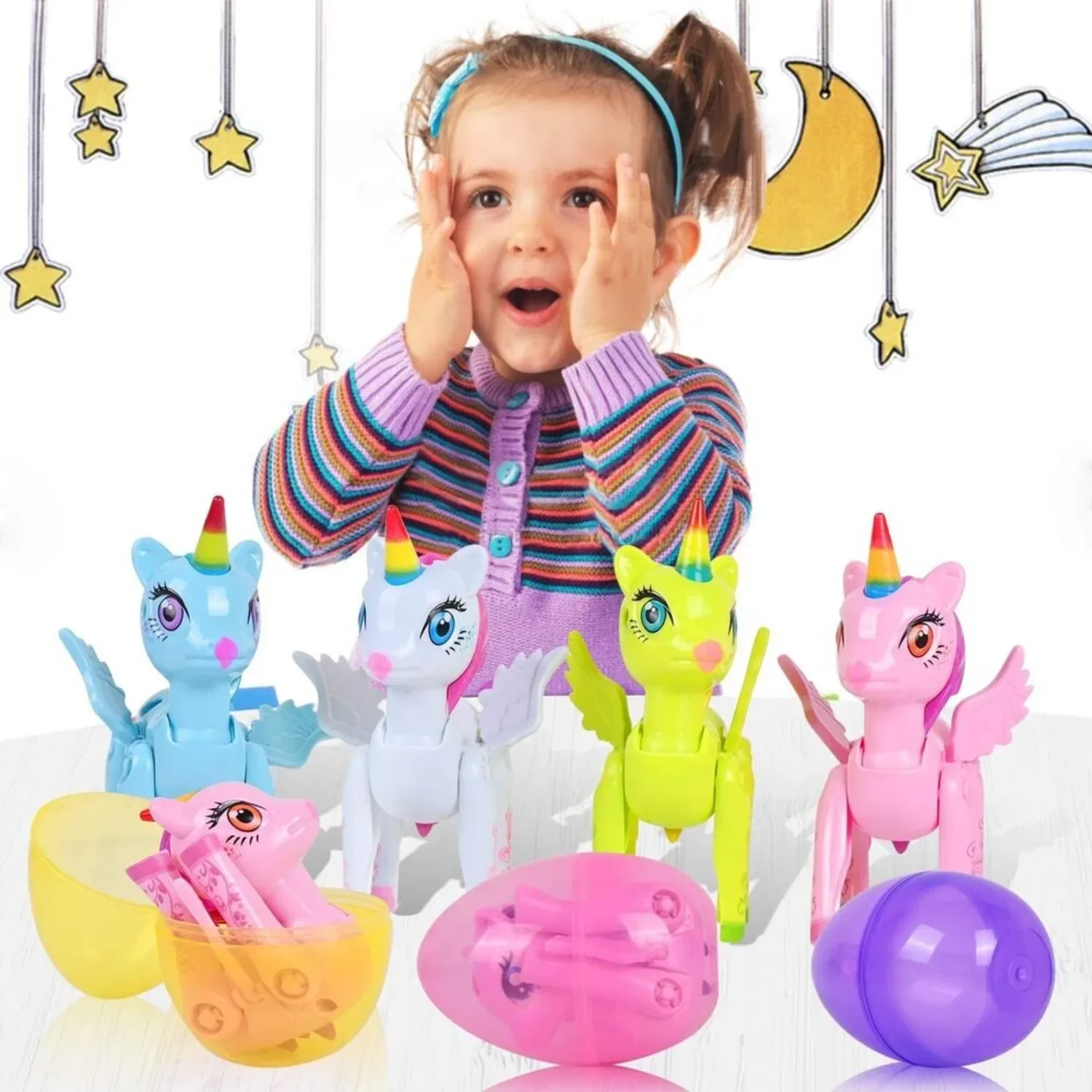 

Jumbo Princess Deformation Prefilled Easter Eggs with Unicorn Toys Easter Party Favors Birthday Gift for Girls Boys Toddlers Kid