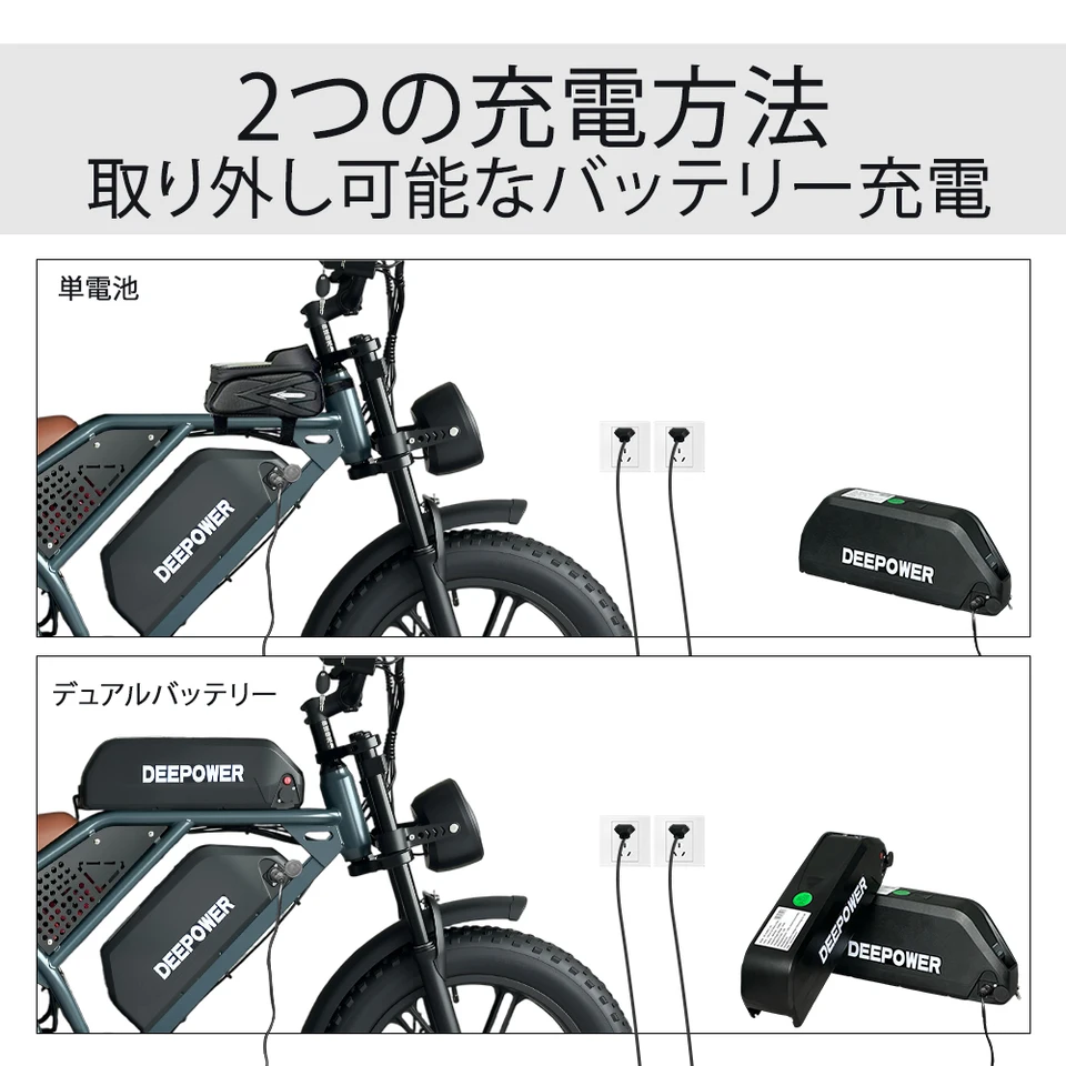 DEEPOWER QS7電動自転車 1500W 48V 60AH デュアルバッテリー 大人用