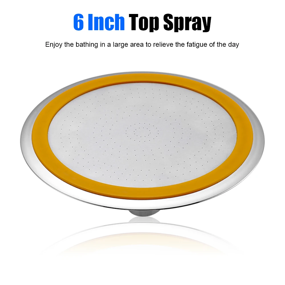 360 Degree Dual Use Hand Held/Top Shower Head Large Round Big Rainfall Sprayer 6 Inch High Pressure Adjustable