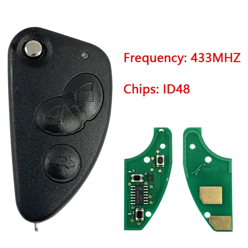 CN 092007   Zamienny 3-przyciskowy kluczyk samochodowy do pilota Alfa Romeo Uncut SIP22 Blade 433MHZ ID48 Chip FCCID 147 156 166 GT