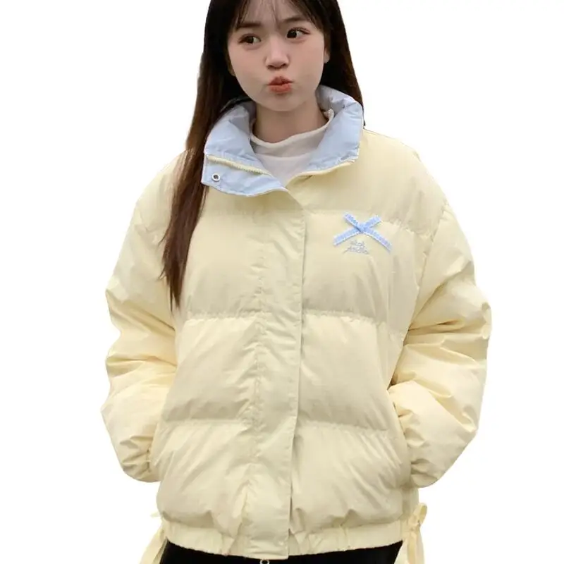 سترة الفتيات المبطنة بالقطن المرأة الخبز القطن كلية نمط اللون حجب رشاقته الدافئة الشتاء طالب القطن سترة منتفخة