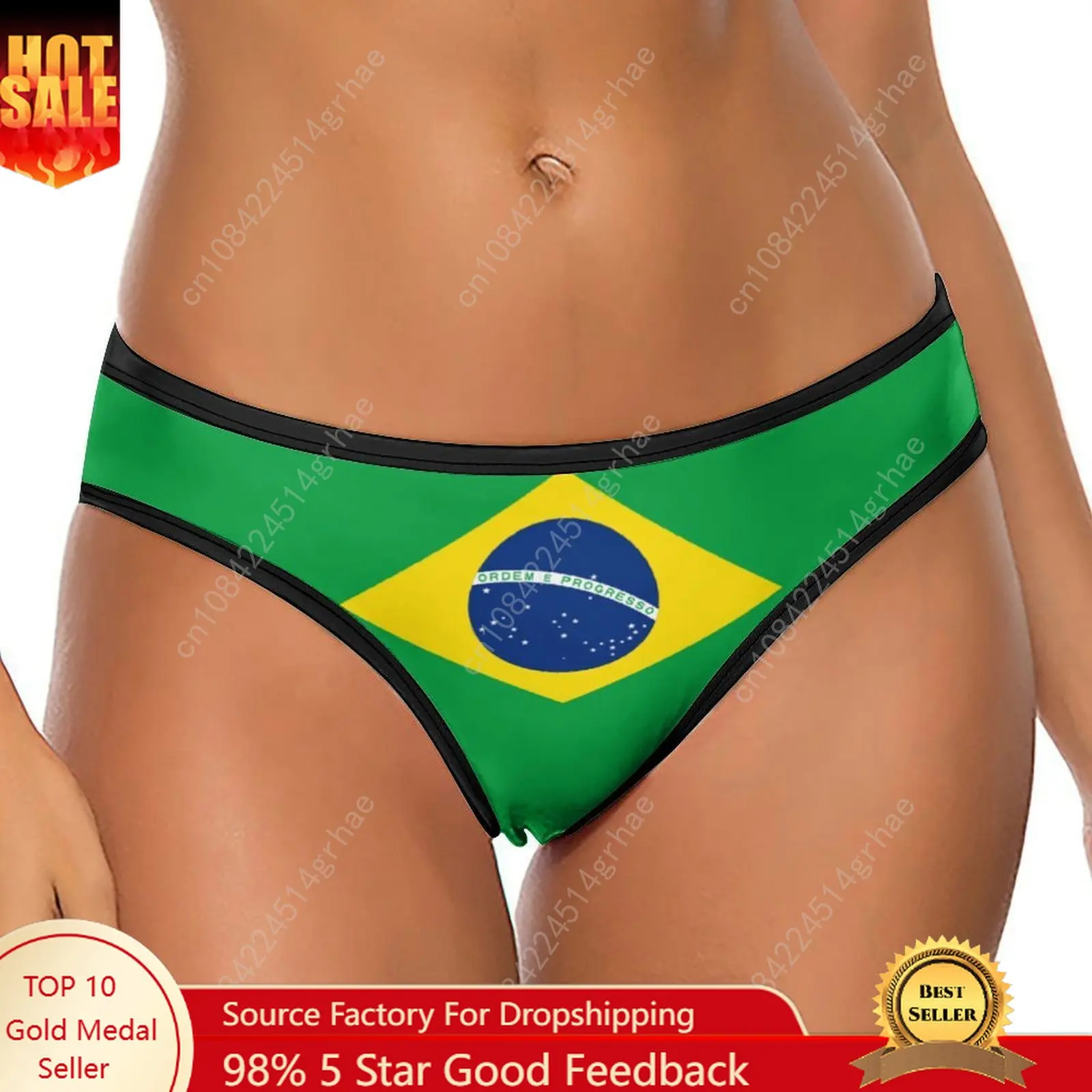 Brazil Flag Customized Ice Silk Thong Panties Women's Briefs Comfortable Sizes S-2XL Suitable Wear and All Seasons