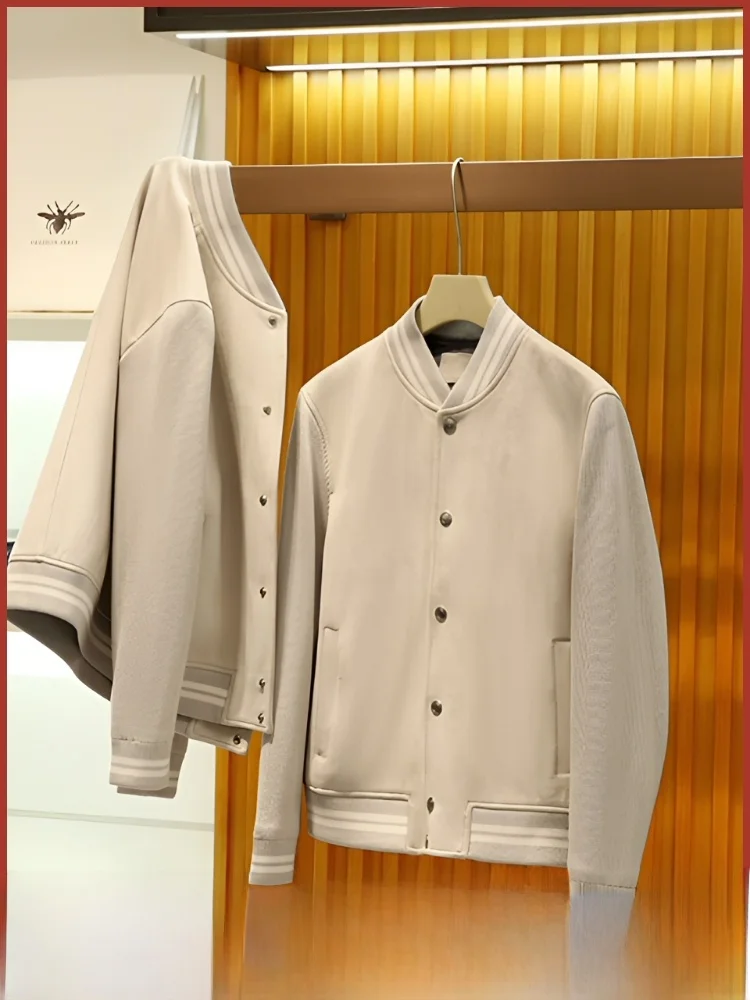 

Замшевый трикотажный воротник Jaet с бейсбольным воротником, мужская модная верхняя одежда, осень-зима, тяжелый, универсальный, молодежный...