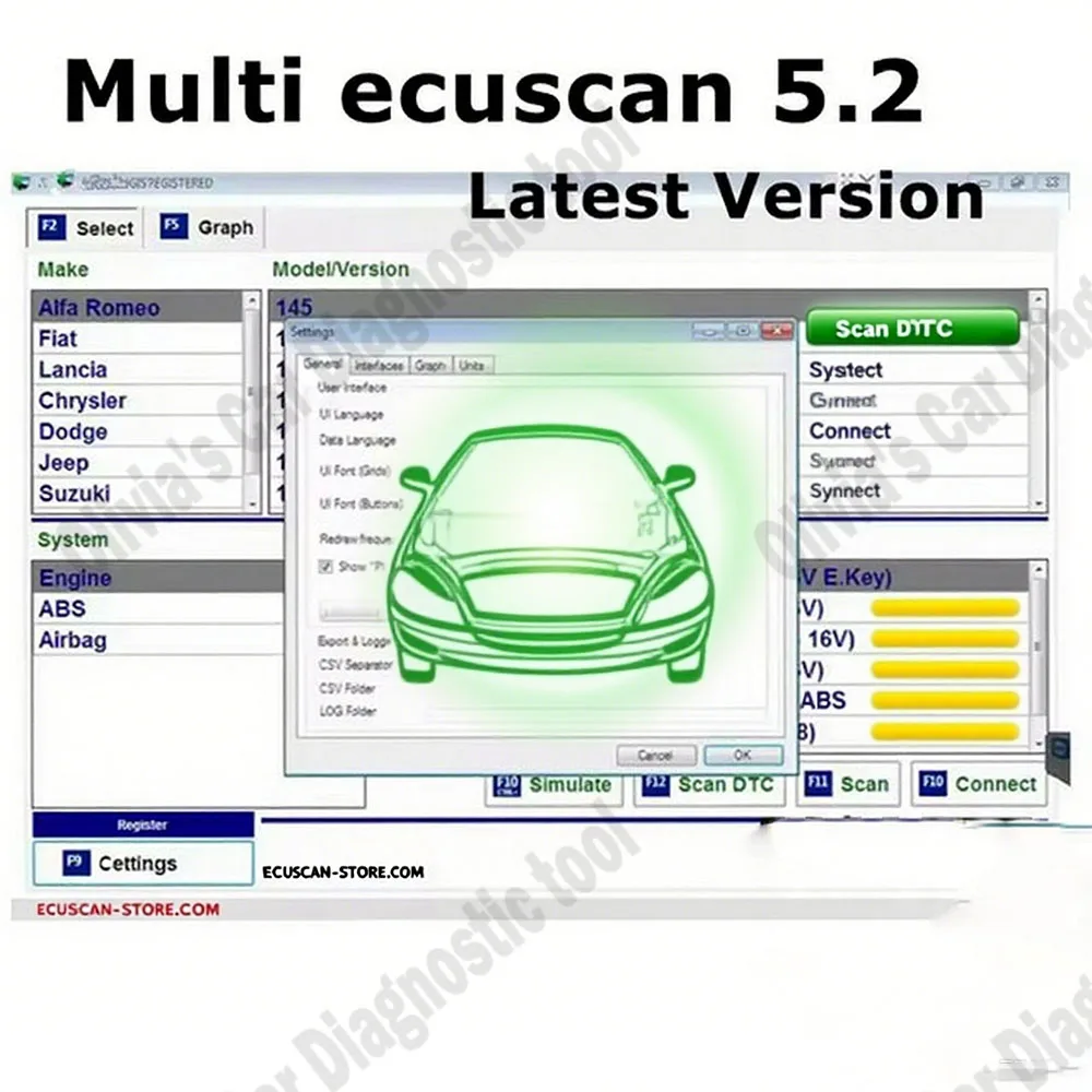 تعمل المسح الإلكتروني المتعدد الجديد لـ ELM327 Multiecuscan 5.2 ملحقات السيارة لنماذج السيارات الأوروبية والأمريكية برنامج الماسح الضوئي obd2