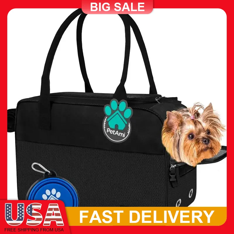 

Pet Carrier Purse Airline Approved for Dogs Cats Soft Sided Travel Bag Ventilated with Fleece Bed Lightweight Handheld Shoulder